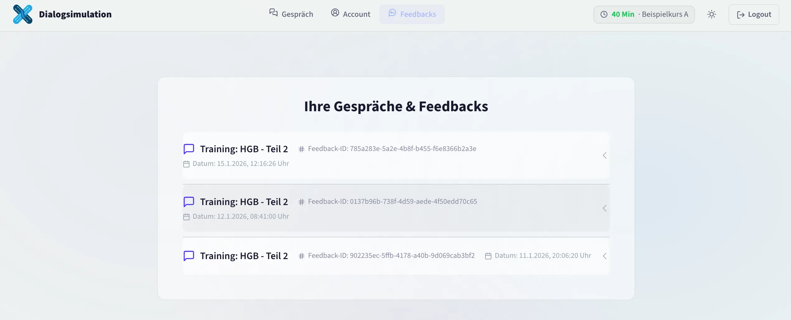 Feedbacks-Verlauf