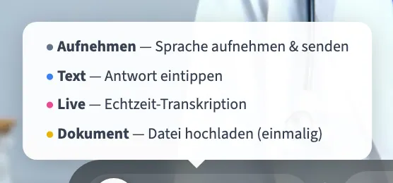 Die vier Stufen des Schiebereglers, wie die Anwendung sie selbst erklärt