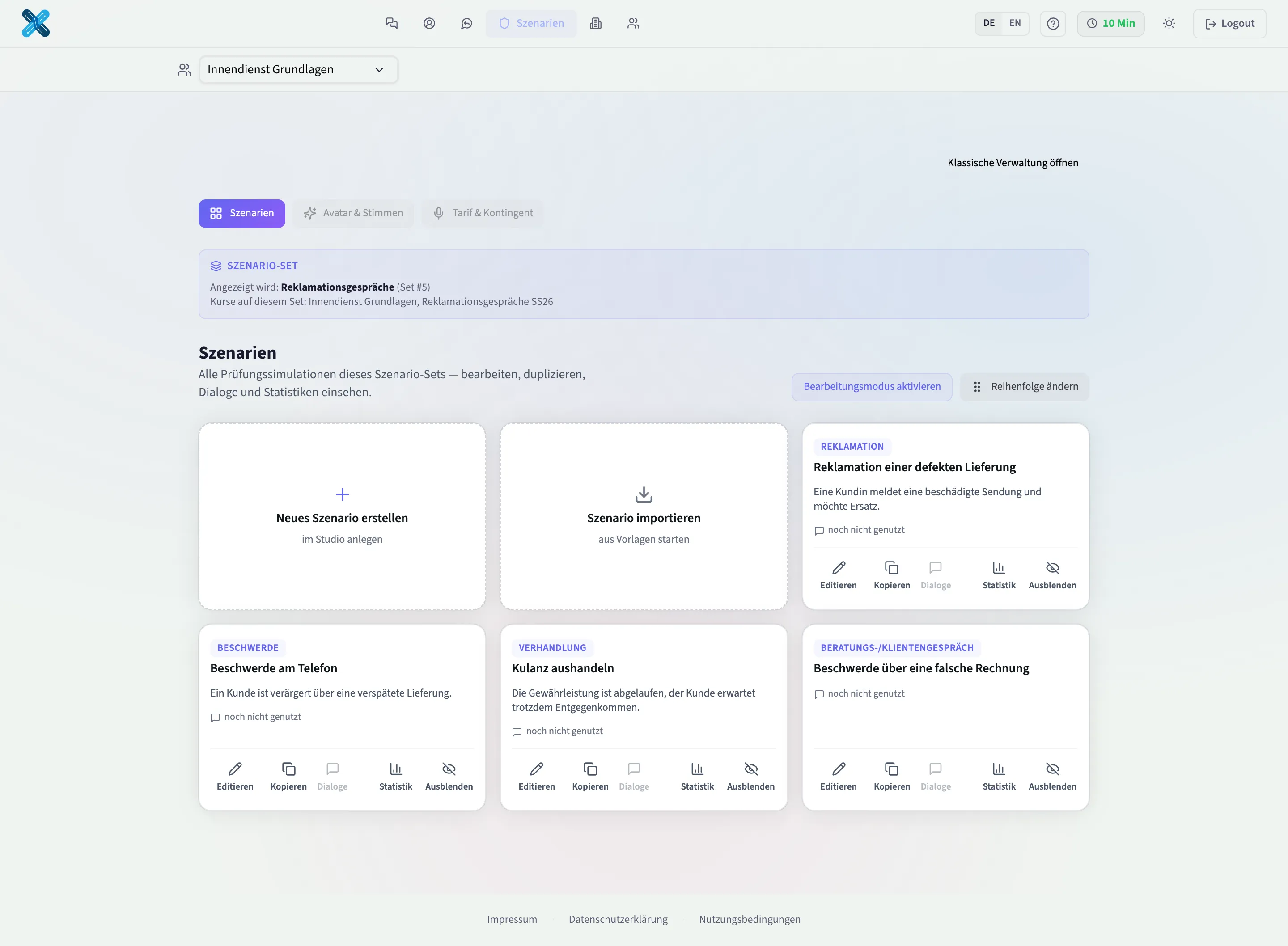 Das neue Szenario als Karte im Set